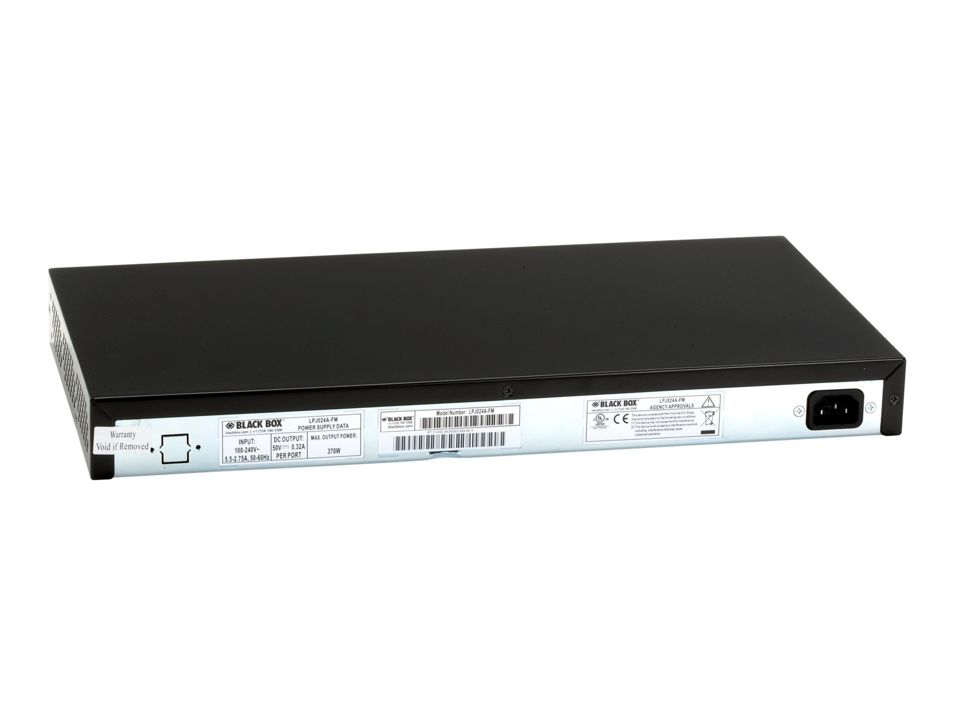 Black Box 24 Port 10/100/1000 802.3af Midspan PoE Injector, 15.4W/port SNMP