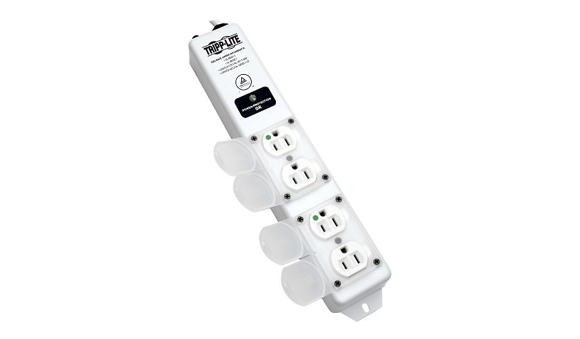 Tripp Lite Safe-IT Surge Protector Power Strip Medical Hospital Antimicrobial Metal 4 Outlet 15' Cord - surge protector