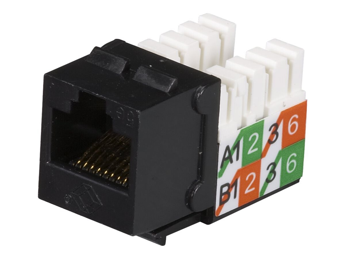 Black Box GigaBase2 CAT5e Black RJ45 110 Keystone Jack ETL Verified