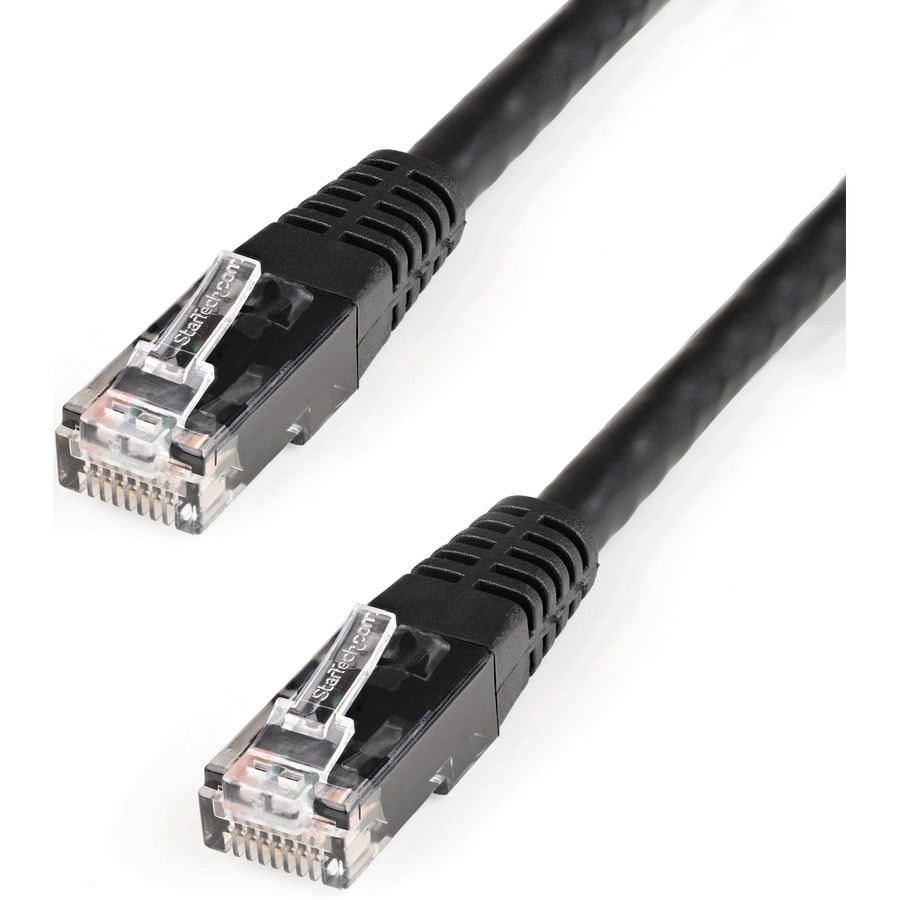 StarTech.com 15ft CAT6 Ethernet Cable - Black CAT 6 Gigabit Wire 100W PoE 650MHz Molded Patch Cord