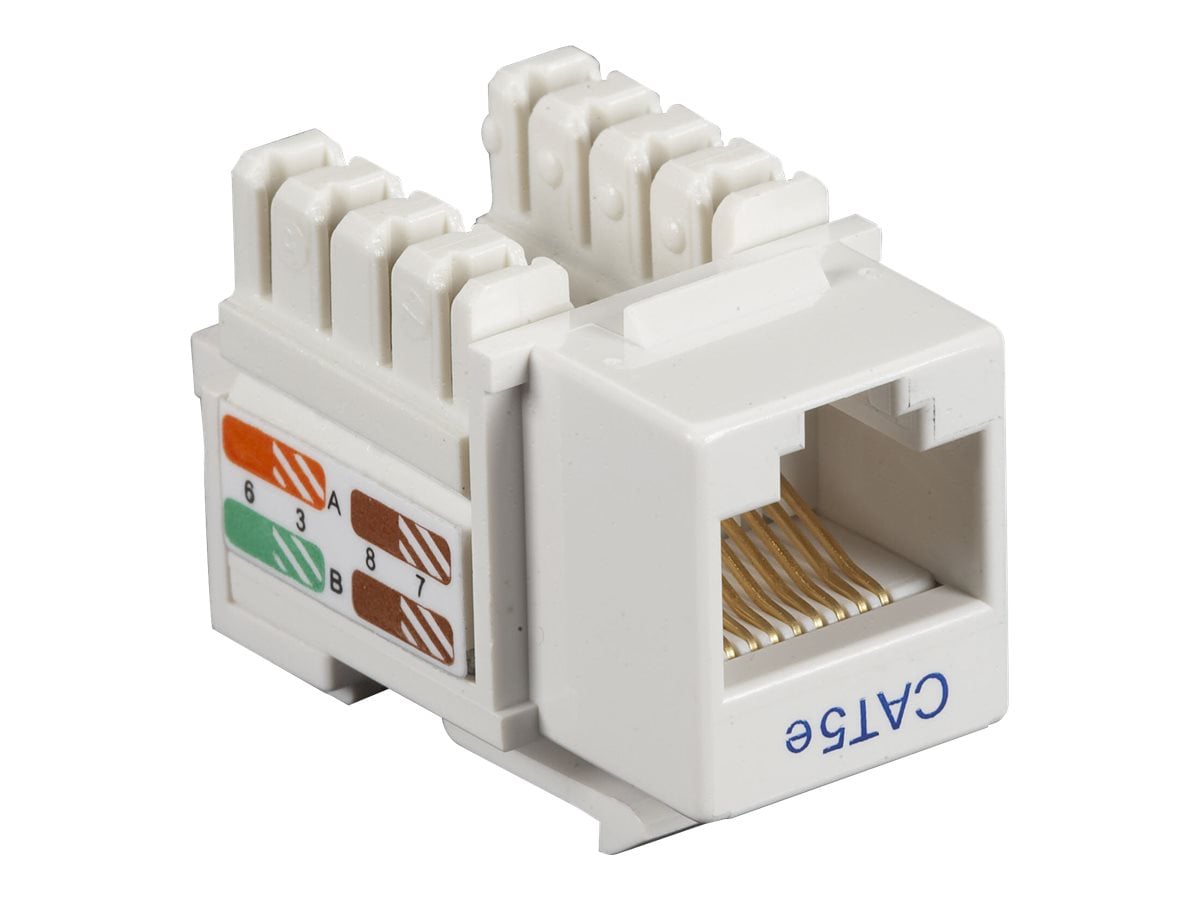 Black Box Cat5e or Cat5 White 110 UTP Keystone Punch Down Jack, 100Mhz,