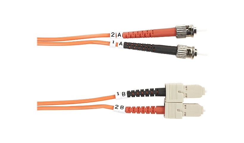Black Box 2M ST/SC Duplex Multimode 50/125 OM2 Fiber Patch Cable, Orange