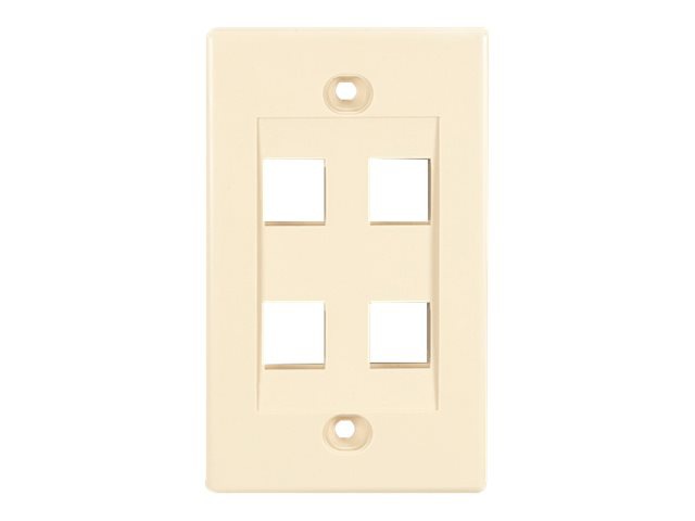 Black Box 4-Port Keystone Jack Wallplate, Single Gang, Ivory Plastic