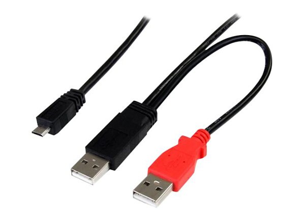 StarTech.com 3 ft USB Y Cable for External Hard Drive USB A to Micro B - USB cable - 3 ft