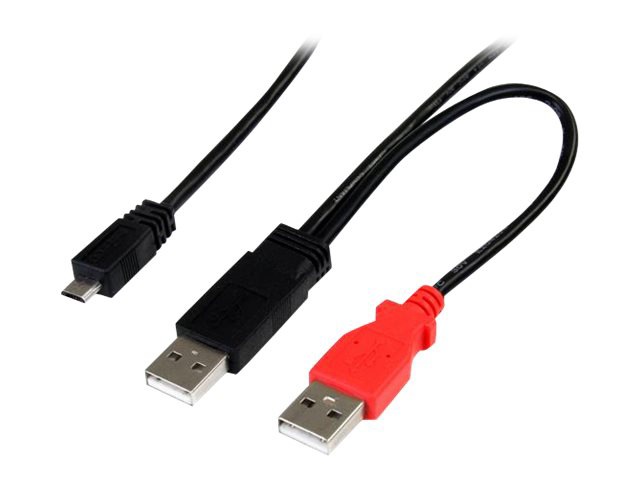 StarTech.com 1 ft USB Y Cable for External Hard Drive - Dual USB A to Micro