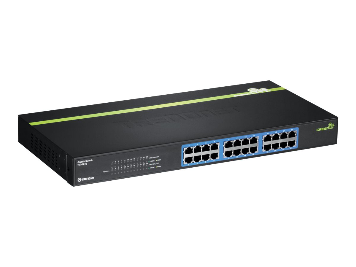 TRENDnet 24-Port Unmanaged Gigabit 10/100/1000 Mbps GREENnet Switch, 24 x G