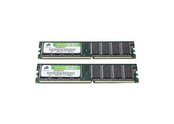 CORSAIR Value Select - DDR - 2 GB: 2 x 1 GB - DIMM 184-pin - unbuffered