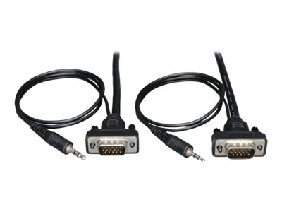 Eaton Tripp Lite Series Low-Profile High Resolution SVGA/VGA Monitor Cable with Audio and RGB Coaxial (HD15 M/M), 3 ft.