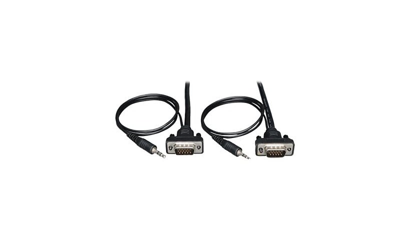 Tripp Lite 3ft SVGA / VGA Coax Monitor Cable Low Profile with Audio and RGB High Resolution HD15 M/M 3' - VGA cable - 3