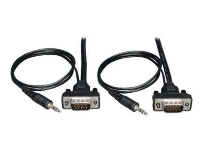 Tripp Lite 6ft VGA Coax Monitor Cable Low Profile with Audio and RGB High Resolution HD15 3.5mm M/M 6' - VGA cable - 6