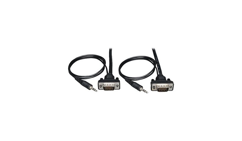 Tripp Lite 6ft VGA Coax Monitor Cable Low Profile with Audio and RGB High Resolution HD15 3.5mm M/M 6' - VGA cable - 6
