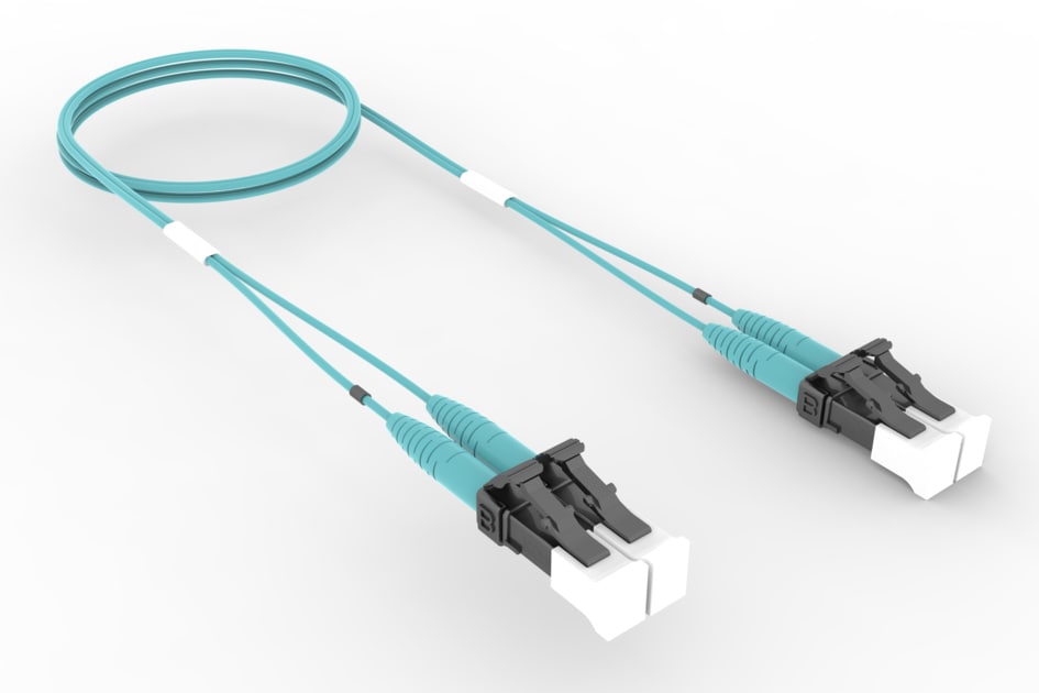 CommScope 15' OM4 LC/UPC to LC/UPC Duplex Riser Fiber Patch Cord - Aqua