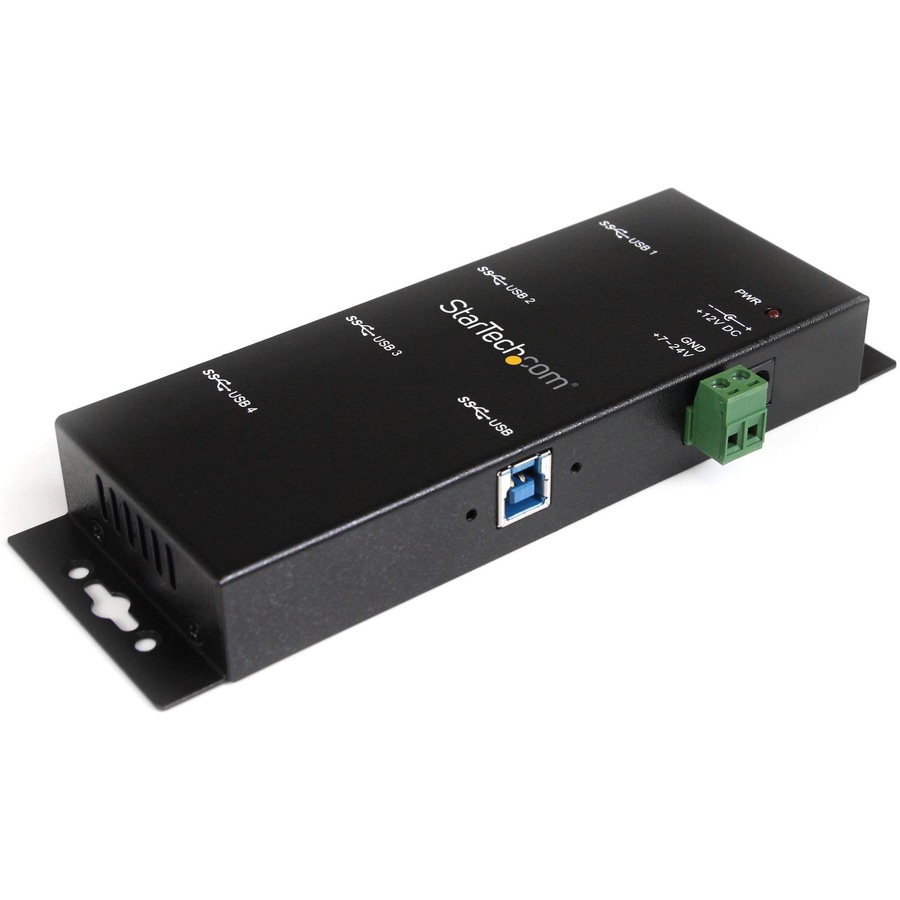 StarTech.com 4-Port USB 3.0 Hub - 5Gbps - Metal Industrial USB-A Hub - Wall