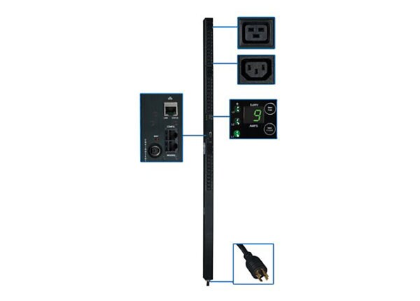 Tripp Lite PDU 3-Phase Monitored 208V 5.7kW L15-20P 30 C13; 6 C19 0URM - vertical rackmount - power distribution unit -