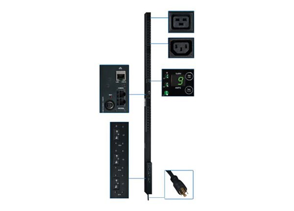 Tripp Lite PDU 3-Phase Monitored 208V 8.6kW L21-30P 36 C13 6 C19, 3 5-15/20R - vertical rackmount - power distribution