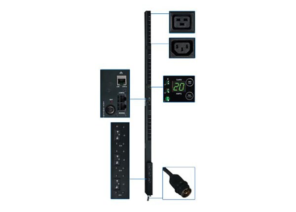 Tripp Lite PDU 3-Phase Switched 208V 12.6kW Hubbell 21 C13; 3 C19 0URM - vertical rackmount - power distribution unit -