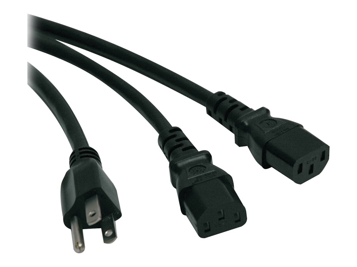 Tripp Lite Computer Power Cord Y Splitter Cable 5-15P to 2x C13 6ft 18 AWG