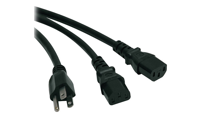 Eaton Tripp Lite Series Y Splitter Power Cable, NEMA 5-15P to 2x C13 - 10A, 125V, 18 AWG, 6 ft. (1.83 m), Black - power