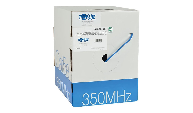 Eaton Tripp Lite Series Cat5e 350 MHz Solid Core (UTP) PVC Bulk Ethernet Cable - Blue, 1000 ft. (304.8 m), TAA - bulk