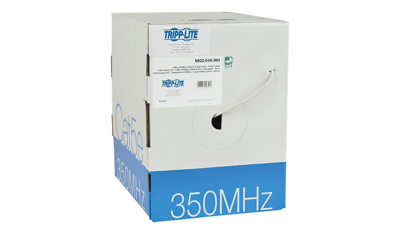 Eaton Tripp Lite Series Cat5e 350 MHz Solid Core (UTP) PVC Bulk Ethernet Cable - White, 1000 ft. (304.8 m), TAA - bulk