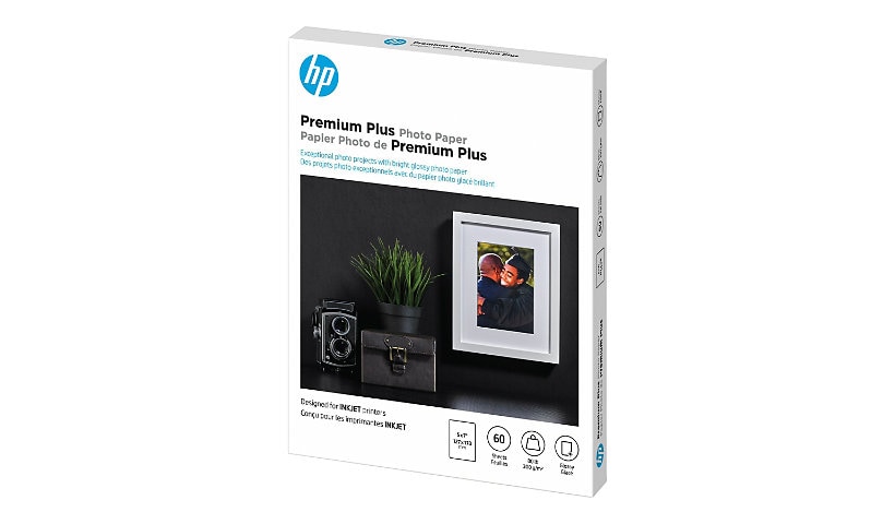 HP Premium Plus - photo paper - glossy - 60 sheet(s) - 5 in x 7 in - 300 g/m²