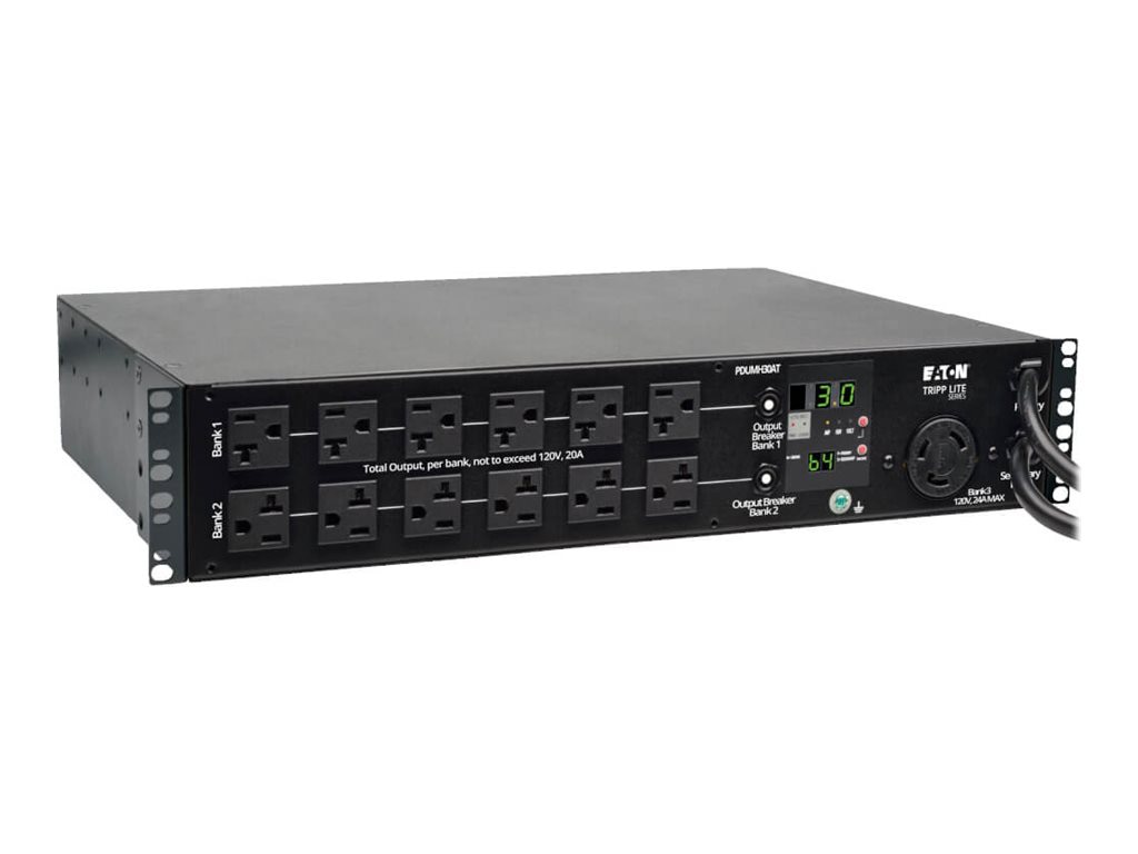 Eaton Tripp Lite Series PDU Metered ATS 120V 30A 24 5-15/20R; 1 L5-30R 2 L5-30P 2URM - horizontal rackmount - power