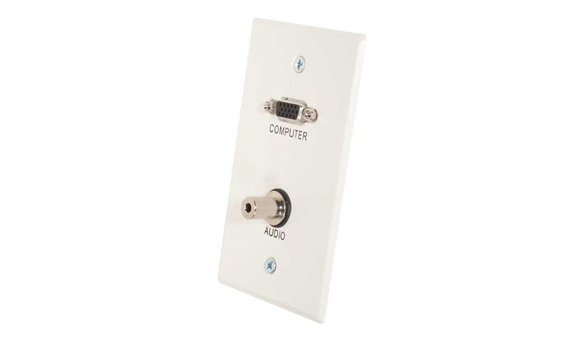 C2G VGA and 3.5mm Audio Pass Through Single Gang Wall Plate - White - mount