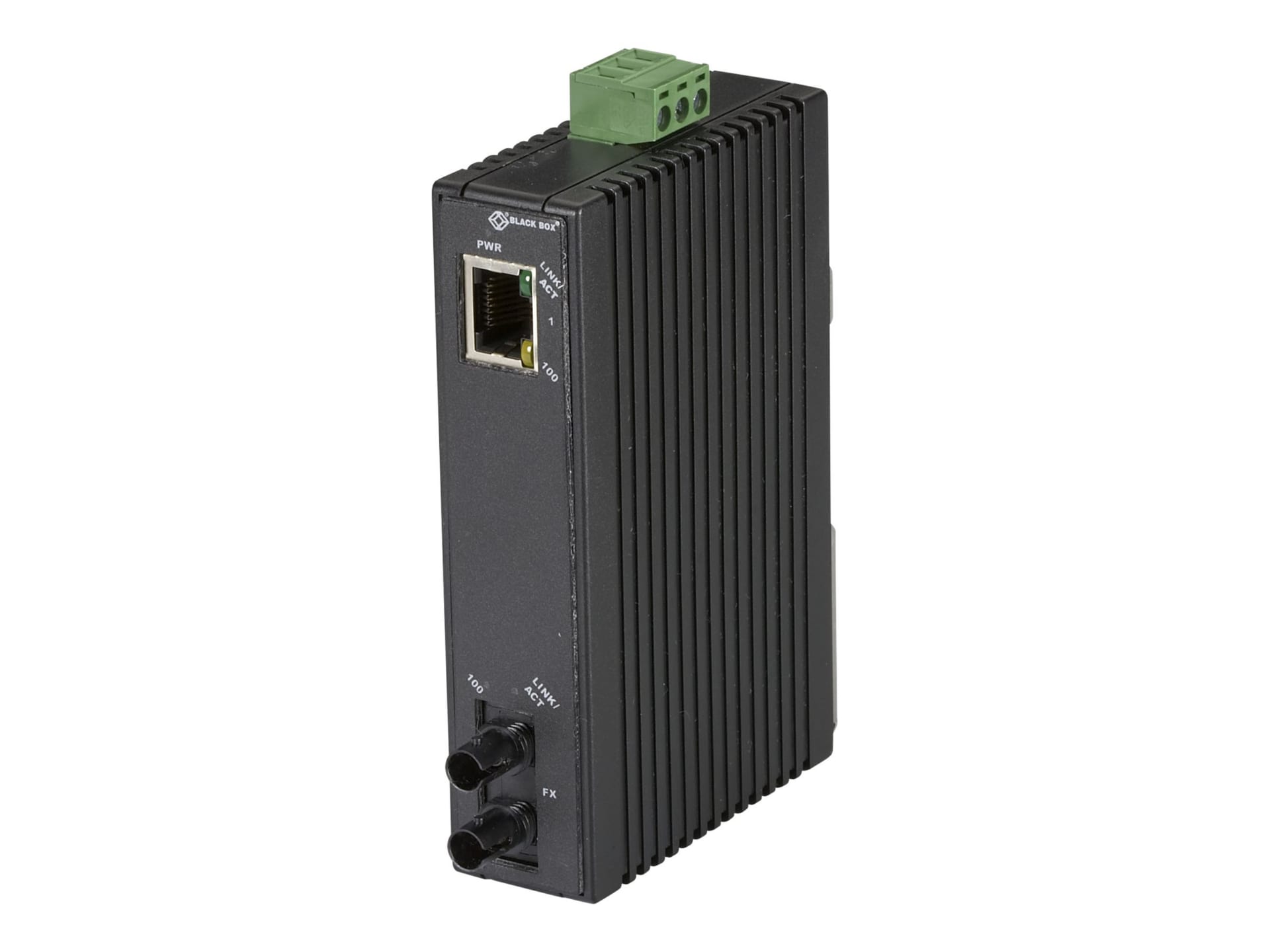 Black Box Hardened Mini Industrial - fiber media converter - 10Mb LAN, 100Mb LAN