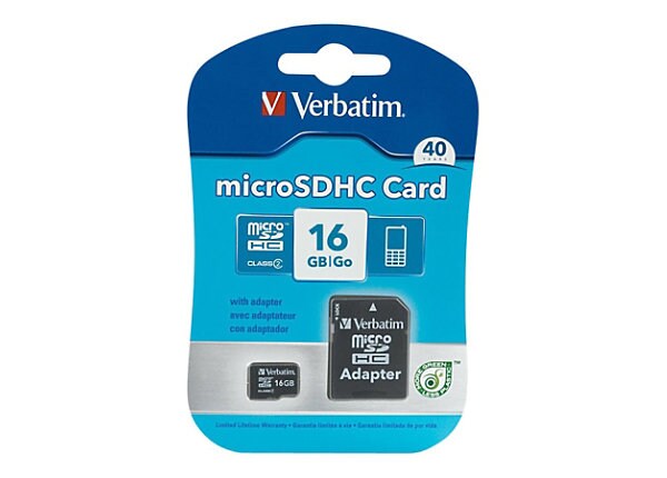 Verbatim - flash memory card - 16 GB - microSDHC