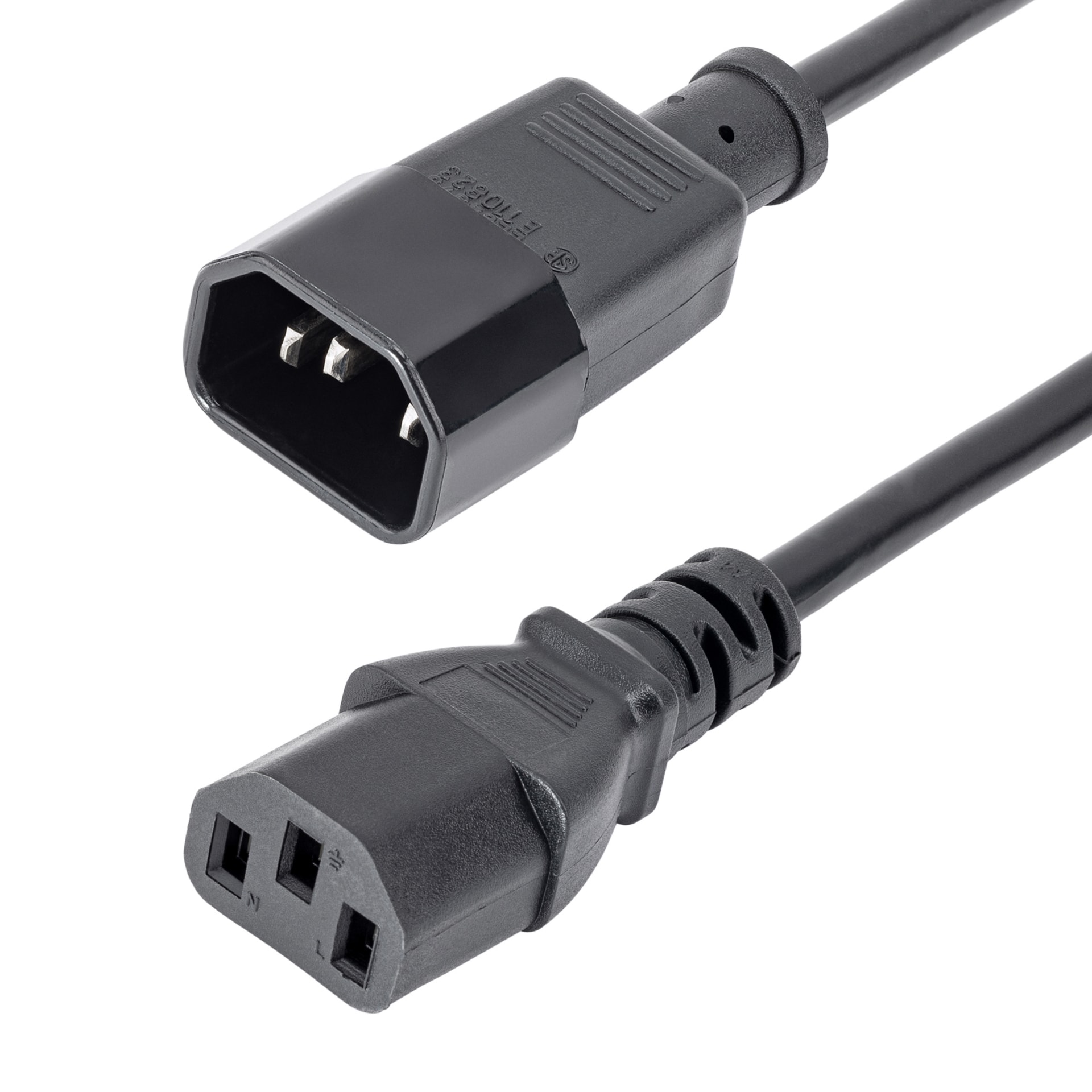 StarTech.com 3ft (1m) Power Extension Cord C14 to C13 10A 125V Computer Power Cord Extension