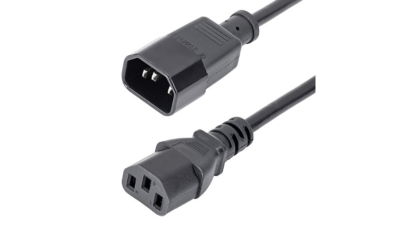 StarTech.com 3ft (1m) Power Extension Cord C14 to C13 10A 125V Computer Power Cord Extension