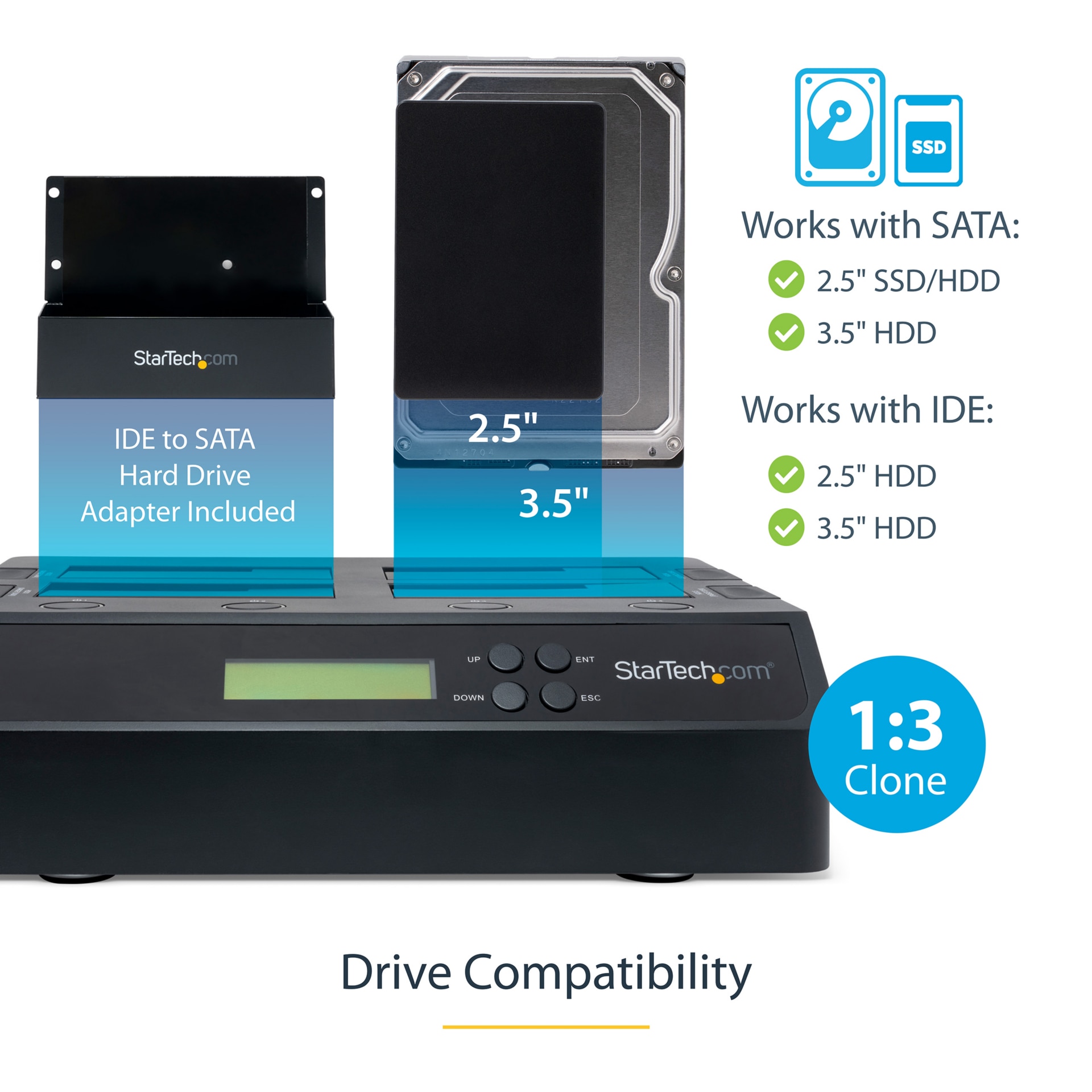 Thumbnail 3 of 9 for StarTech.com 4-Bay Hard Drive Duplicator and Eraser, External HDD/SSD Cloner / Copier / Wiper Tool, USB 3.0/eSATA
