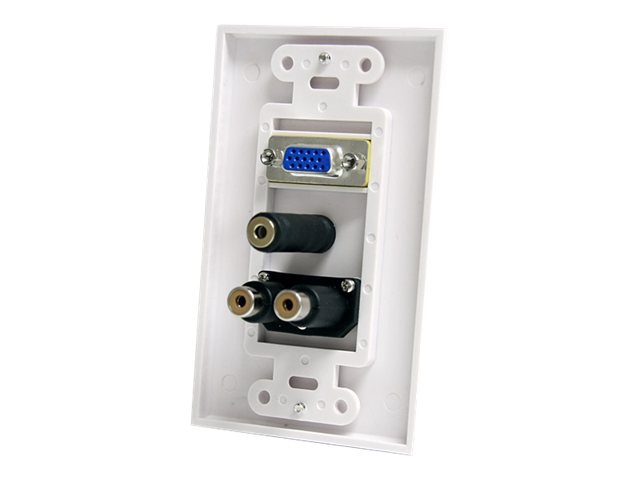 StarTech.com 15-Pin Female VGA Wall Plate with 3.5mm and RCA - White - moun