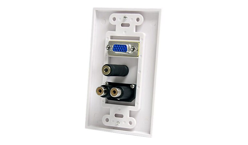 StarTech.com 15-Pin Female VGA Wall Plate with 3.5mm and RCA - White - moun