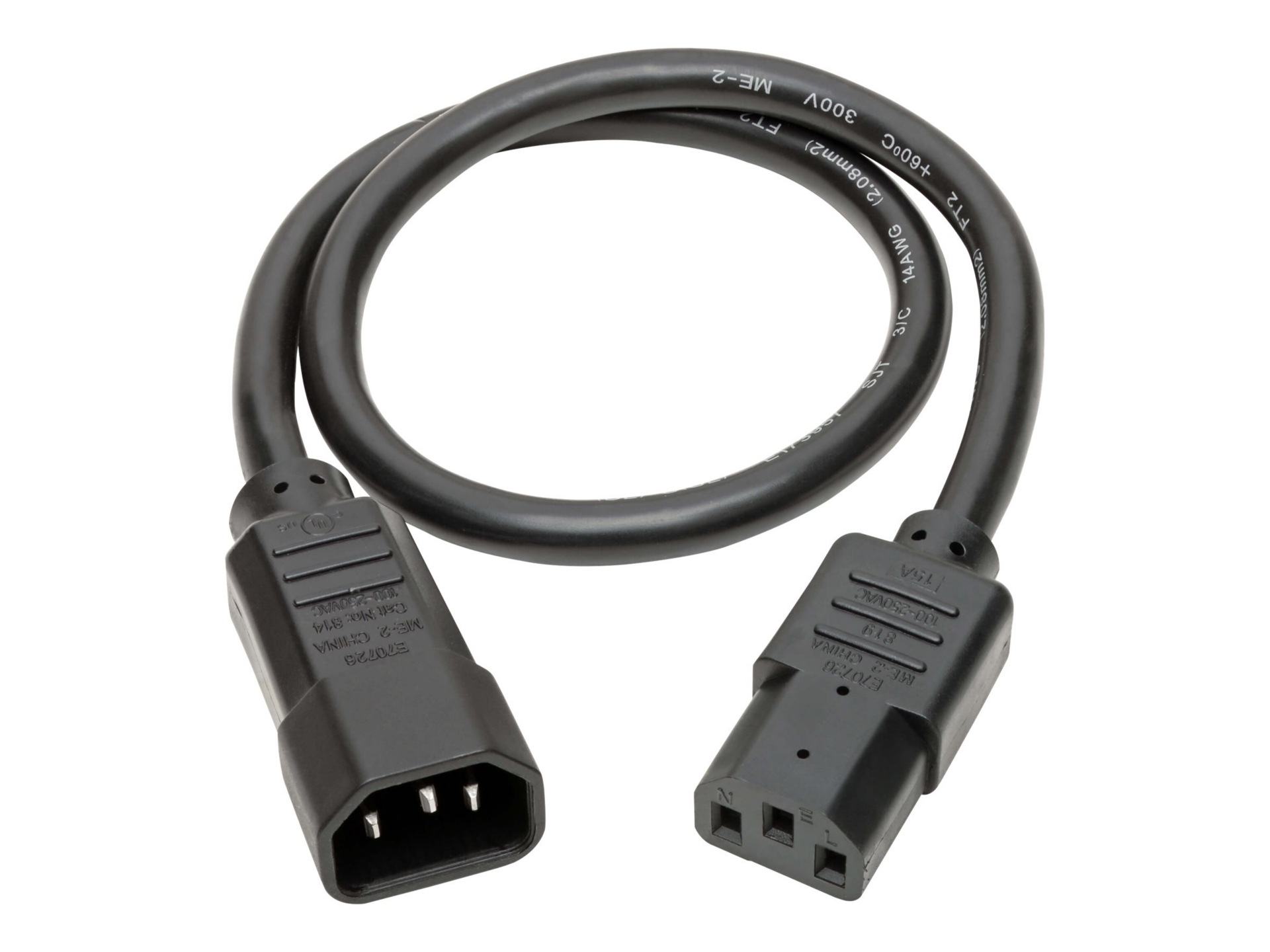 Thumbnail 2 of 5 for Eaton Tripp Lite Series Heavy-Duty PDU Power Cord, C13 to C14 - 15A, 250V, 14 AWG, 1.5 ft. (0.45 m), Black - power cable