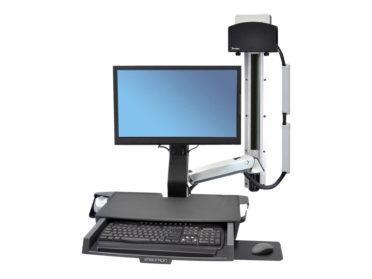 Ergotron StyleView Sit Stand System with Worksurface and Small CPU Holder - Black