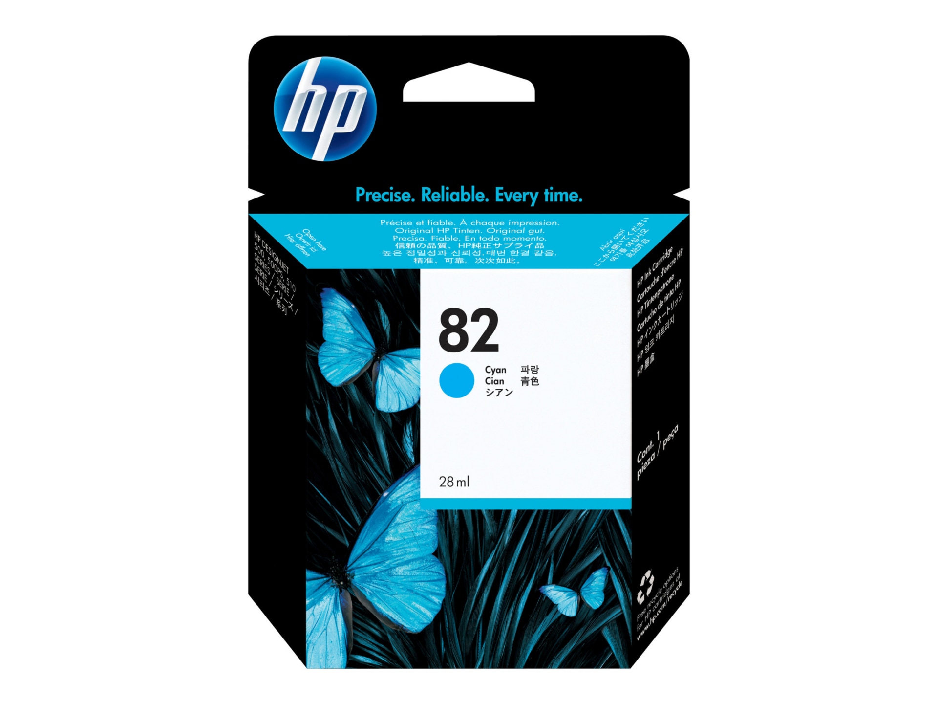 HP 82 (C4911A) Original Standard Yield Inkjet Ink Cartridge - Single Pack - Cyan - 1 Each