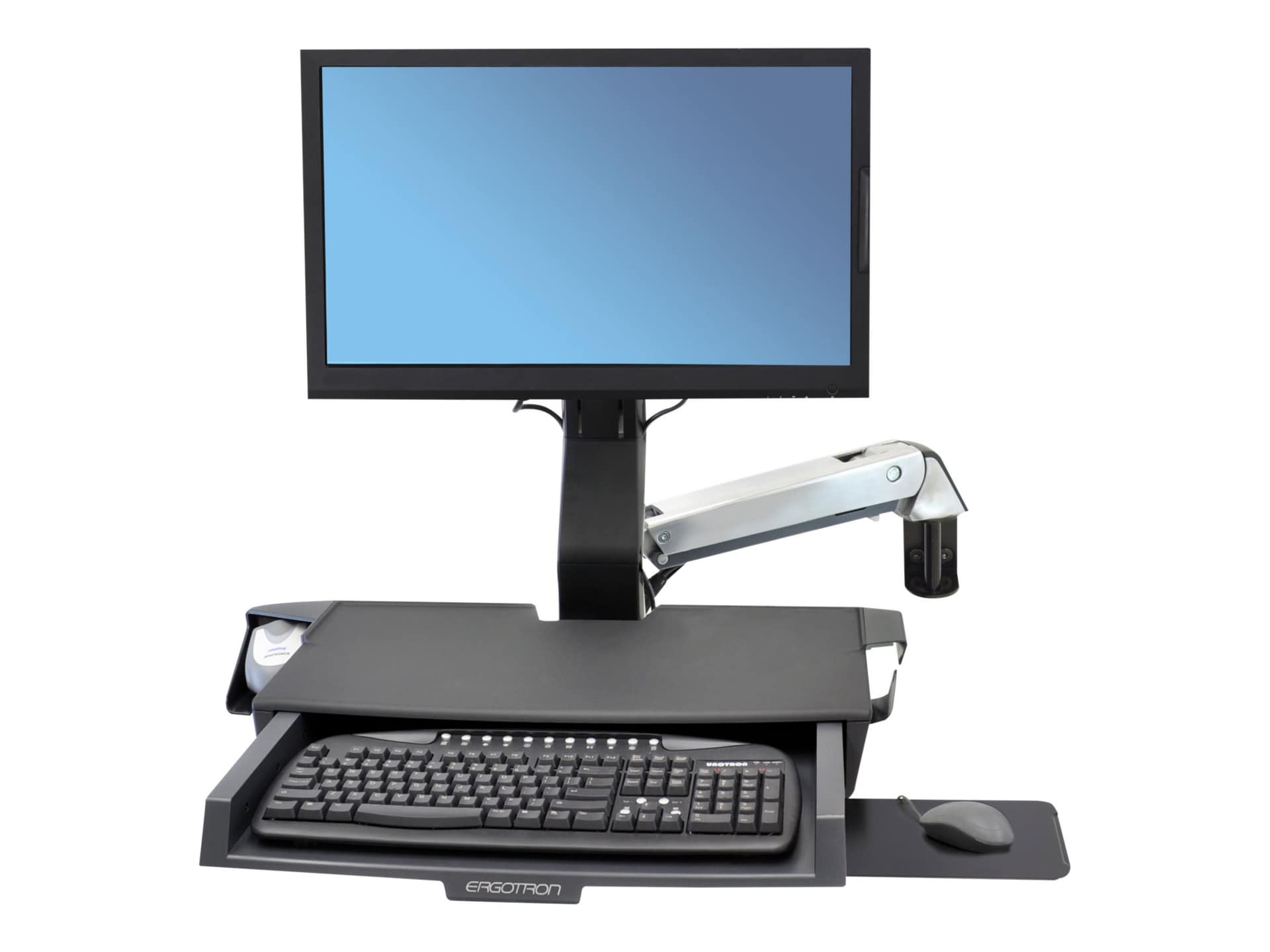 Ergotron StyleView Wall Mount Sit-Stand Combo Arm with Worksurface
