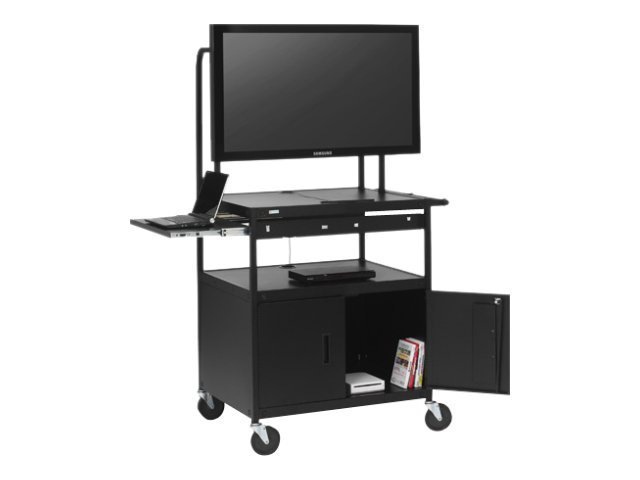 Bretford Basics Flat Panel Multimedia Cart FP42MULC-E5BK - cart - for monitor / notebook - black powder