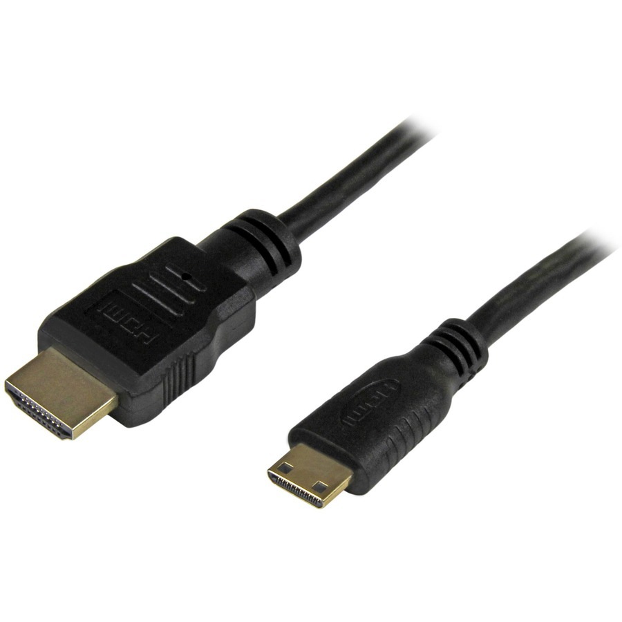 StarTech.com 1ft Mini HDMI to HDMI Cable with Ethernet, 4K 30Hz High Speed Mini HDMI 1.4 (Type-C) Device to HDMI Adapter