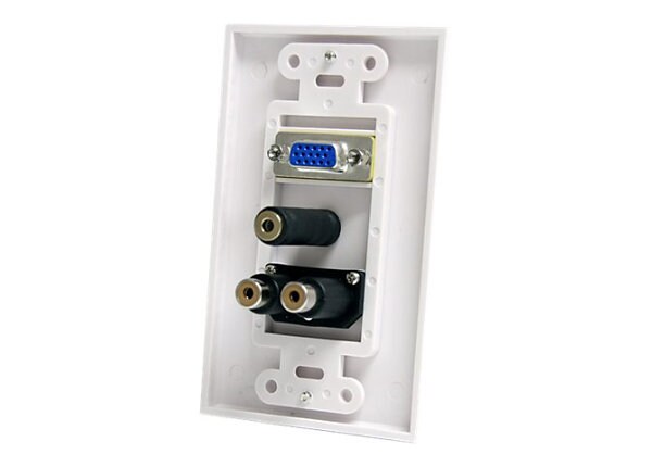 StarTech.com 15-Pin Female VGA Wall Plate with 3.5mm and RCA - White - mounting plate