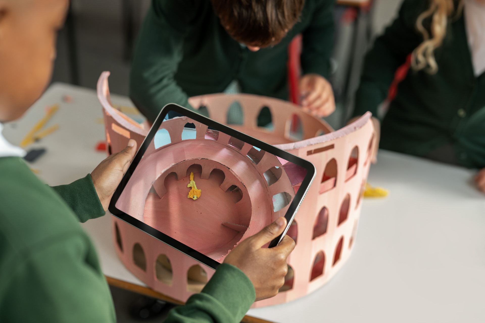 Kids on iPad taking photo