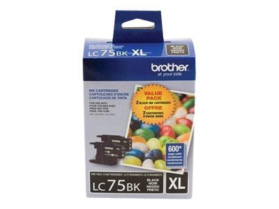 Brother LC75BK XL - 2-pack - High Yield - black - original - ink cartridge