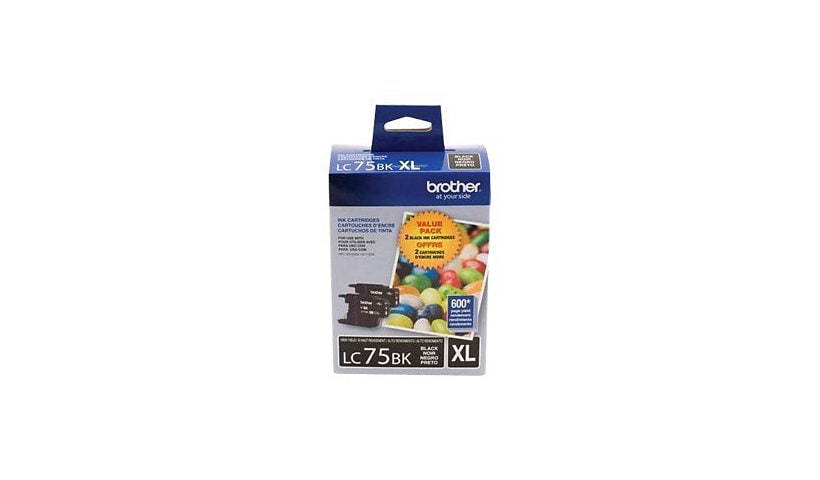 Brother LC75BK XL - 2-pack - High Yield - black - original - ink cartridge