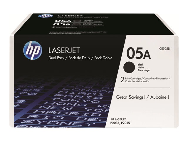 Thumbnail 4 of 23 for HP 05A (CE505D) Original Laser Toner Cartridge - Dual Pack - Black - 2 / Carton