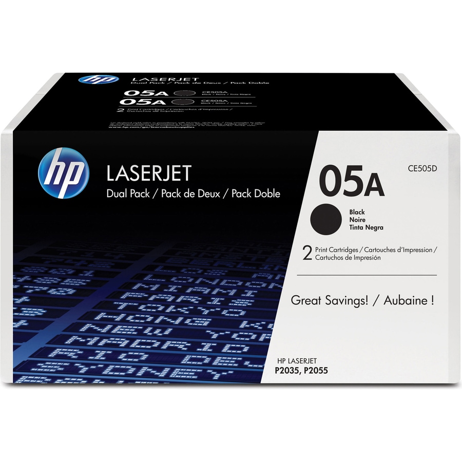Thumbnail 6 of 23 for HP 05A (CE505D) Original Laser Toner Cartridge - Dual Pack - Black - 2 / Carton