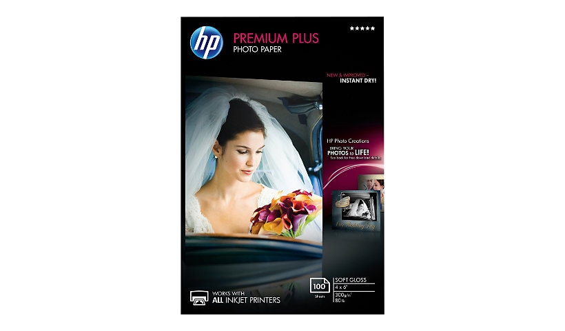 HP Premium Plus - photo paper - soft-glossy - 100 sheet(s) - 4 in x 6 in -