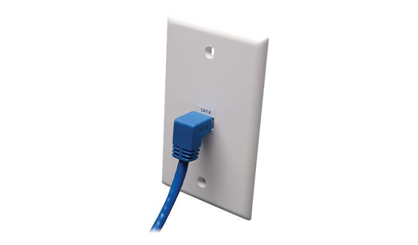 Eaton Tripp Lite Series Down-Angle Cat6 Gigabit Molded UTP Ethernet Cable (RJ45 Right-Angle Down M to RJ45 M), Blue, 3