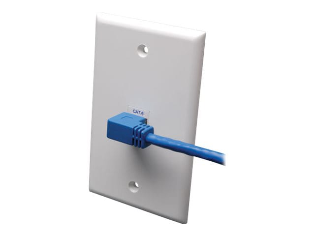 Eaton Tripp Lite Series Right-Angle Cat6 Gigabit Molded UTP Ethernet Cable (RJ45 Right-Angle M to RJ45 M), Blue, 3 ft.