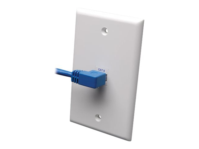 Eaton Tripp Lite Series Left-Angle Cat6 Gigabit Molded UTP Ethernet Cable (RJ45 Left-Angle M to RJ45 M), Blue, 10 ft.